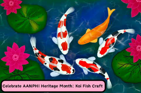 orange and white koi fish swimming in a pond