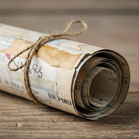 Scroll made out of scrap paper