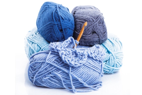 crochet hook and yarn