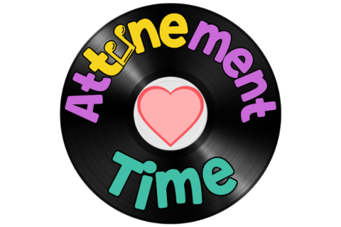 Attunement Time pictured on a black record with a pink heart