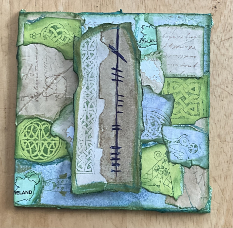 Art work showing Irish alphabet characters