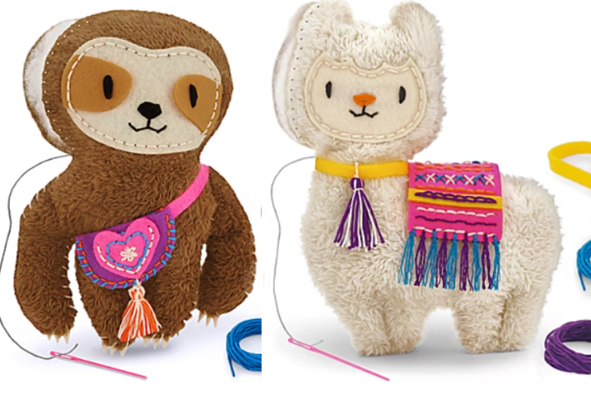 example of plush sloth and llama