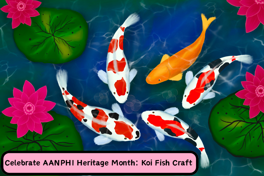 orange and white koi fish swimming in a pond