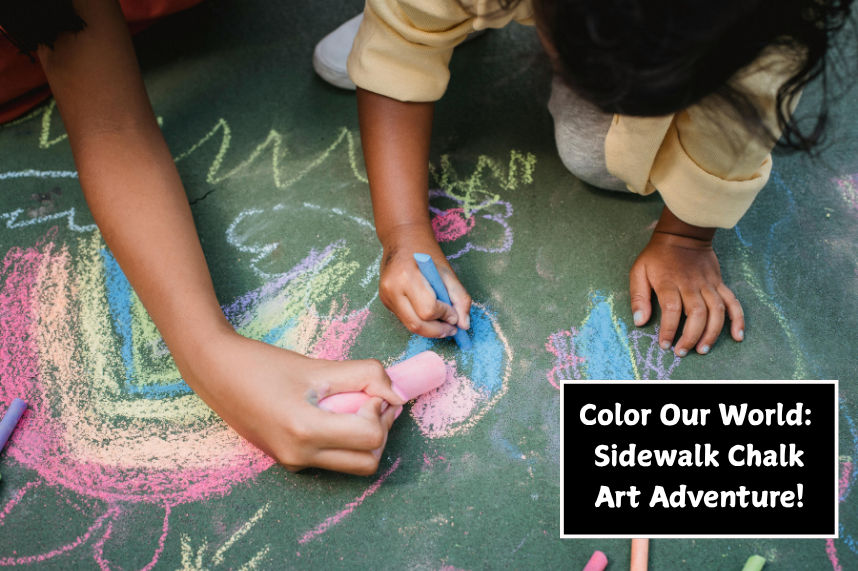 hands drawing on sidewalk with sidewalk chalk