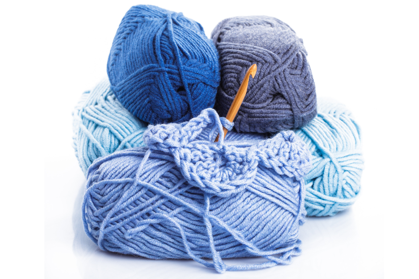 crochet hook and yarn