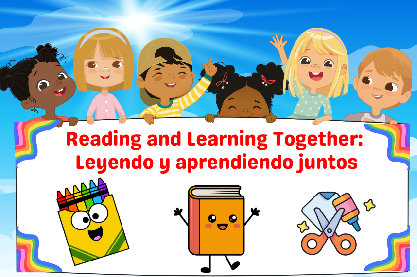 six multicultural children holding up a sign with "reading is fun" in english and spanish