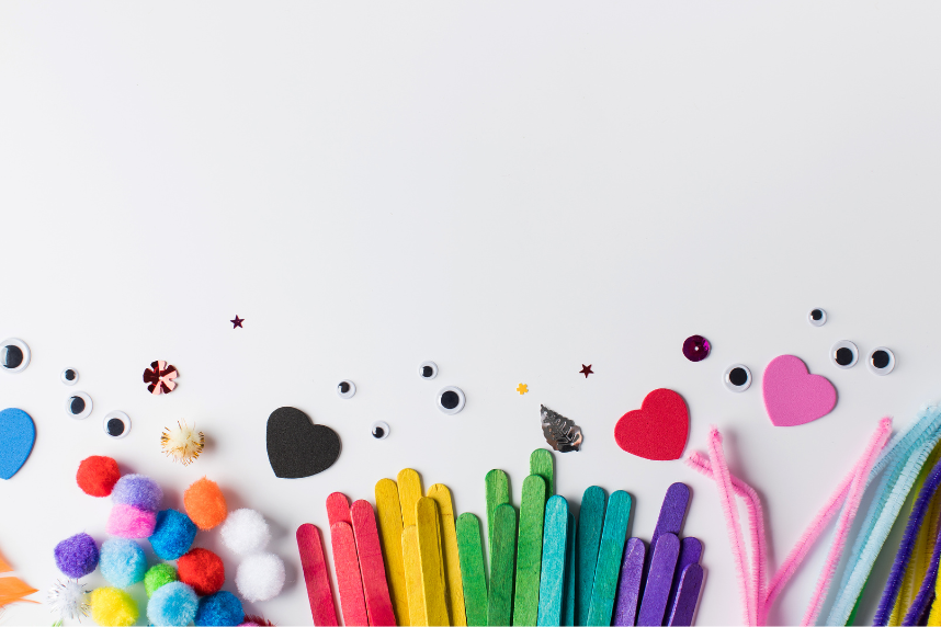 Miscellaneous colorful craft supplies