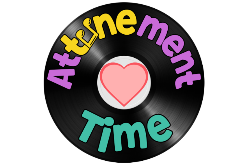 Attunement Time pictured on a black record with a pink heart