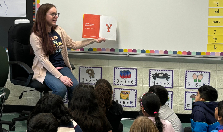 Ms Erica at a school visit